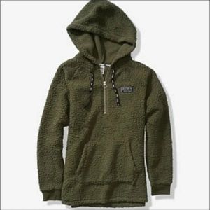 VS Pink Sherpa Half Zip Hoodie